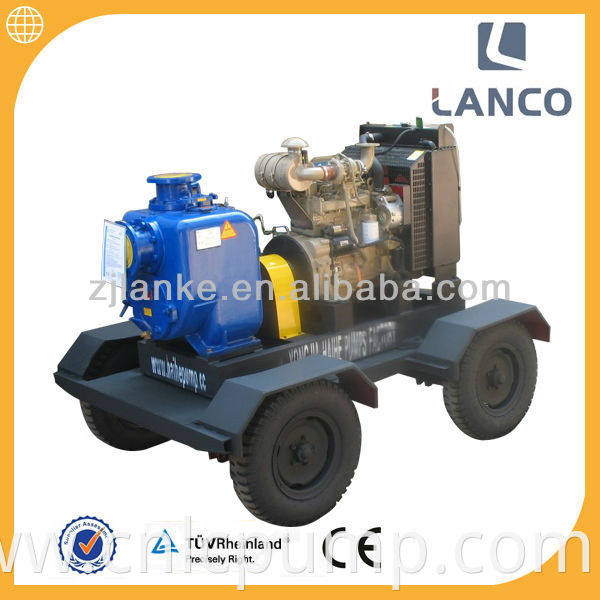 Lanco brand P 6 Inch self priming centrifugal engine trailer mounted trash pump